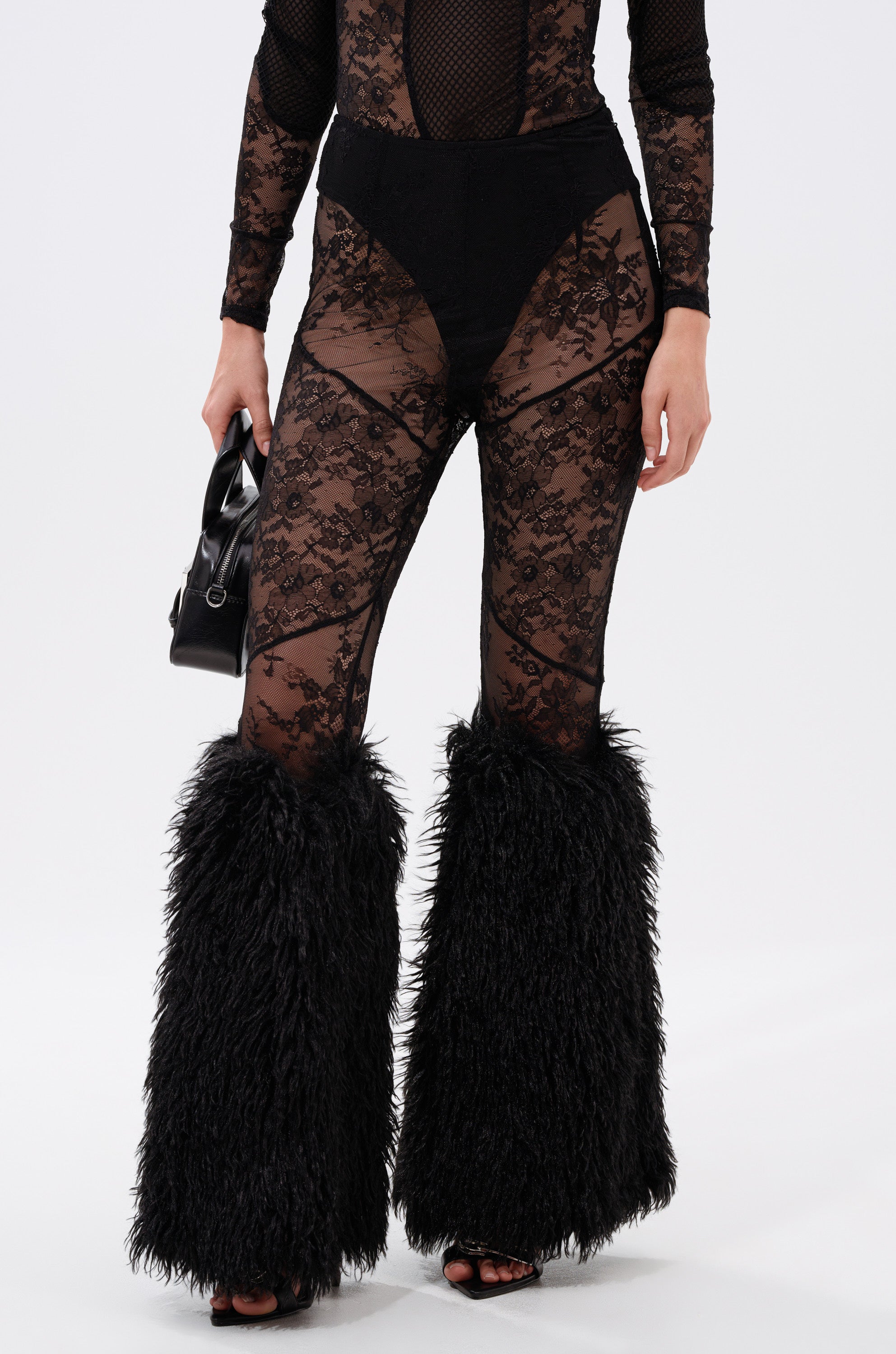 FEELING GOOD LACE LEGGING WITH FUR TRIM