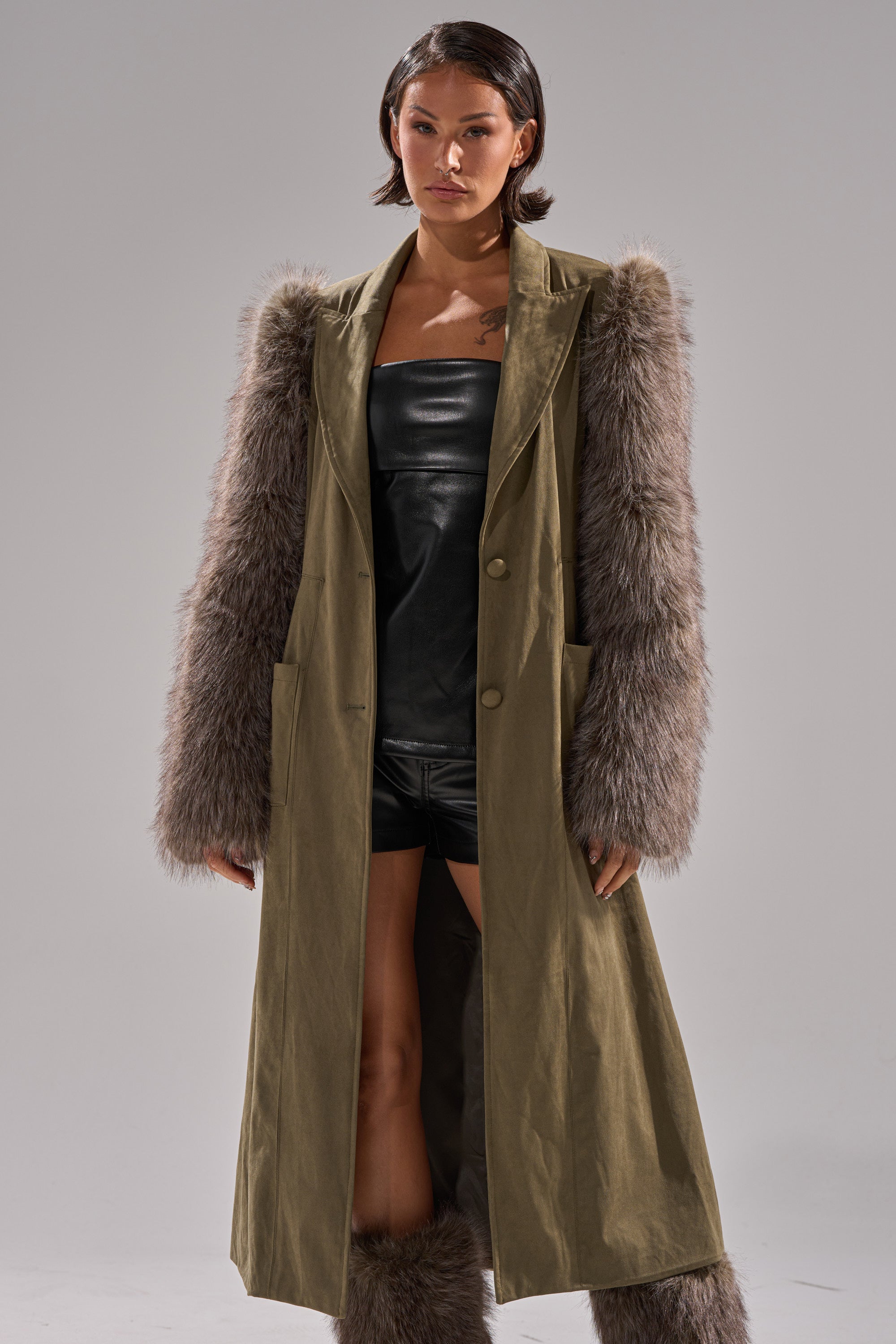 LOLITA FUR SLEEVE TRENCH