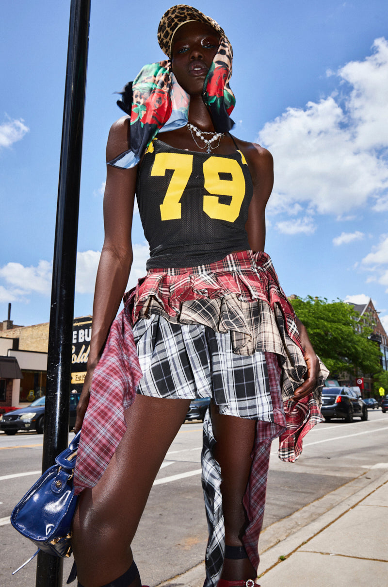 SHAY MULTI PLAID MINI SKIRT