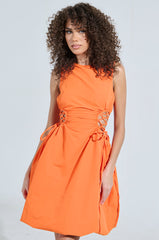 ALINA LACE UP DETAIL MAXI DRESS IN ORANGE