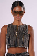 ZIP ME UP DENIM TANK