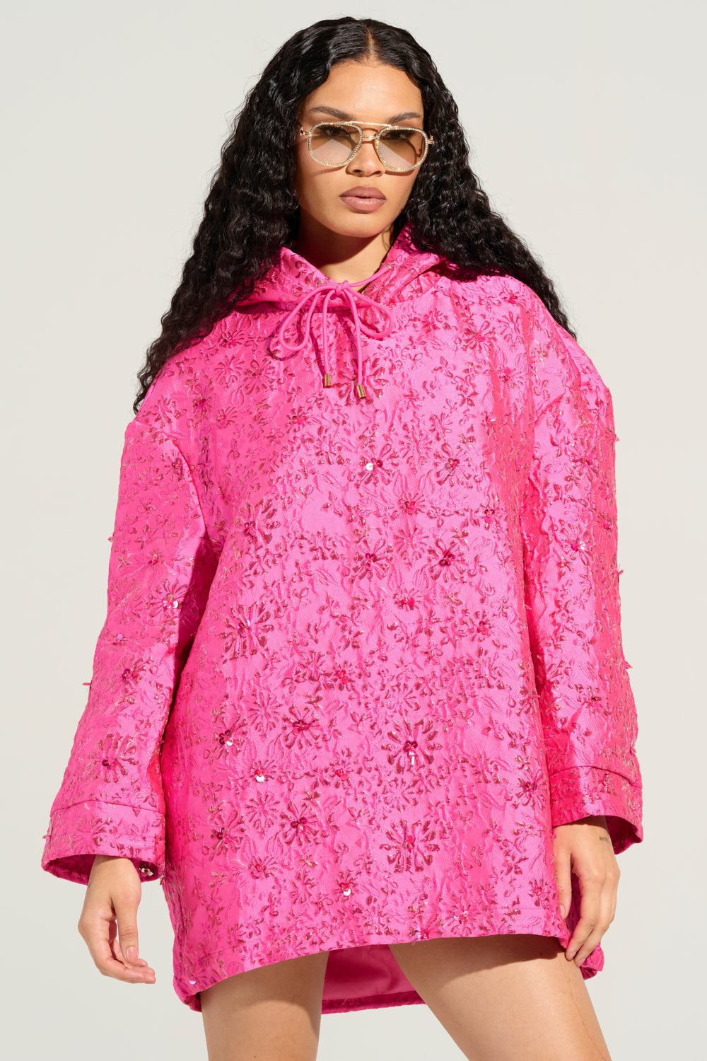 WOKE UP LIKE THIS BROCADE SWEATSHIRT DRESS