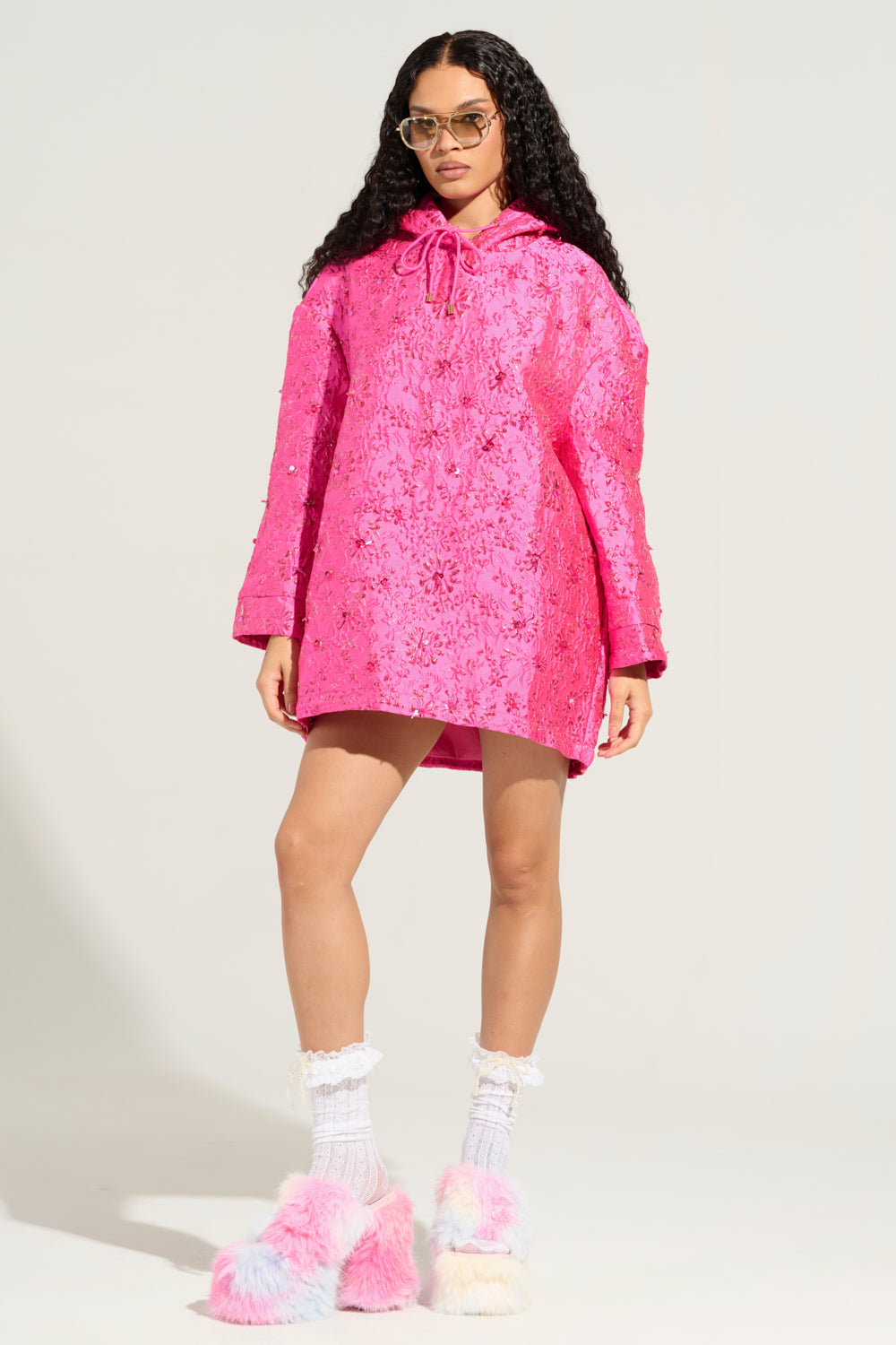 WOKE UP LIKE THIS BROCADE SWEATSHIRT DRESS