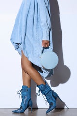 AZALEA WANG AMADA DENIM SPORTY STILETTO BOOTIE