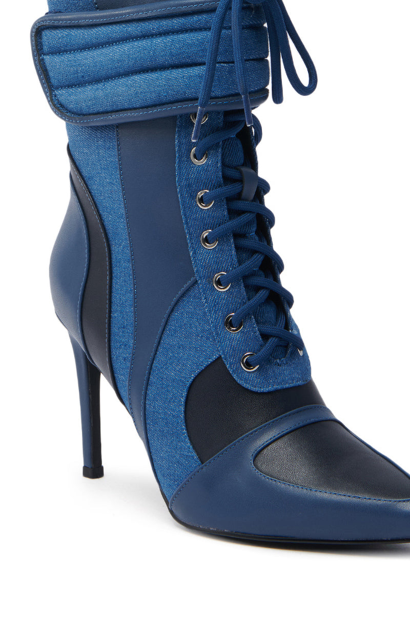 AZALEA WANG AMADA DENIM SPORTY STILETTO BOOTIE