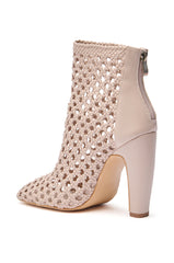 AZALEA WANG AMIGO NUDE WOVEN BOOTIE