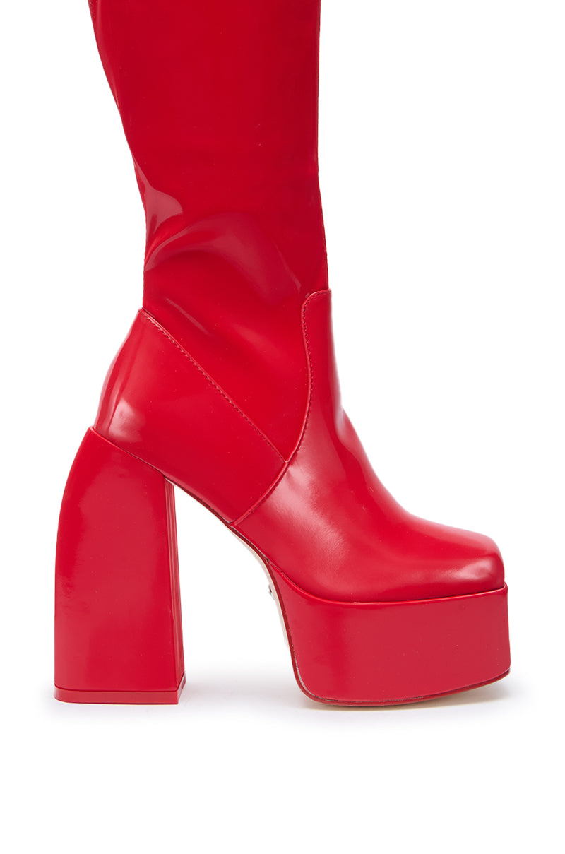 AZALEA WANG AURON RED LIQUID LUXE PLATFORM BOOT