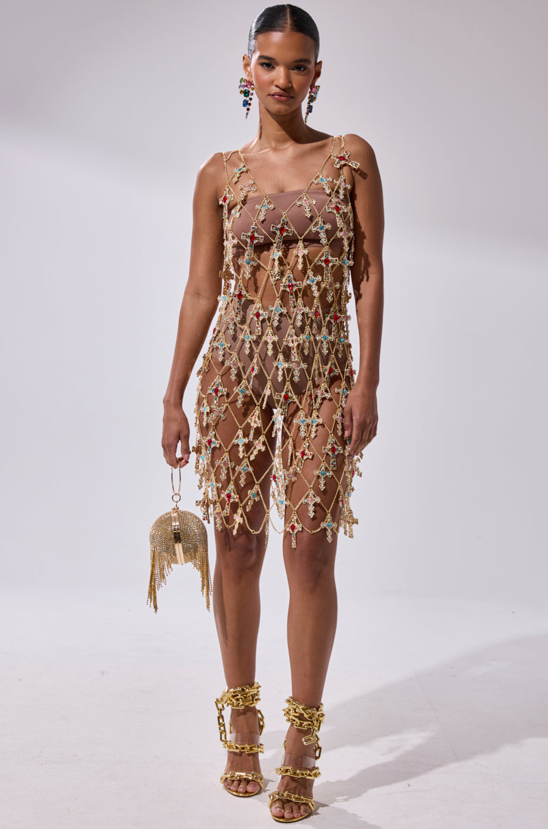 EVE CROSS CHAIN MINI DRESS