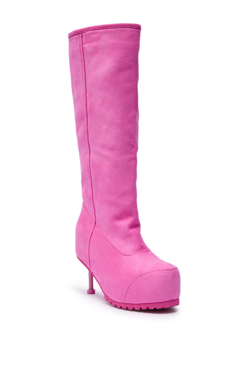 AZALEA WANG CLEDQYN PINK SUEDE STILETTO BOOT