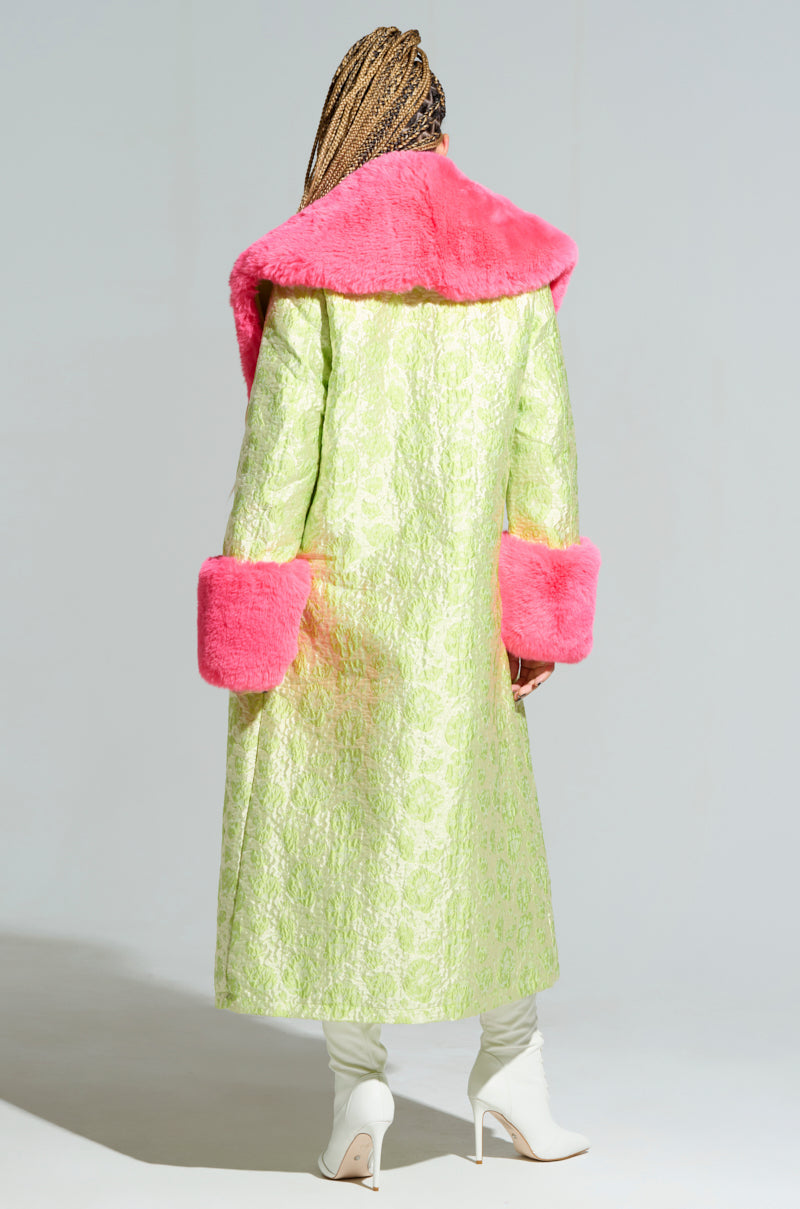 COLOR ME PRETTY BROCADE TRENCH