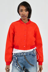 DAVIS EVERYDAY VARSITY BOMBER IN RED
