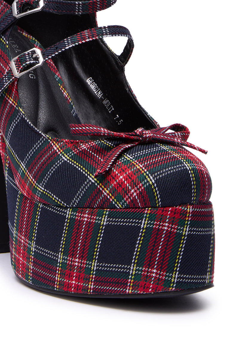 AZALEA WANG GEORGINA MULTI PLAID CHUNKY PUMP