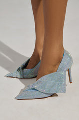 AZALEA WANG GEOVANNI SPARKLE DENIM PUMP WITH BOW DETAIL