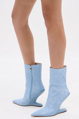 AZALEA WANG GLACIELLE BLUE WEDGE BOOTIE