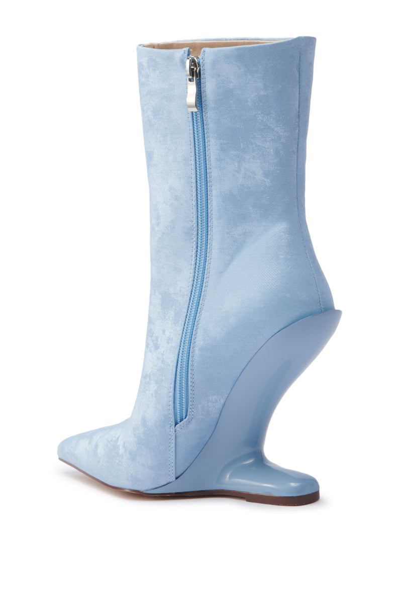 AZALEA WANG GLACIELLE BLUE WEDGE BOOTIE