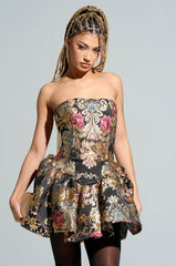 PURE ROYALTY BROCADE MINI DRESS