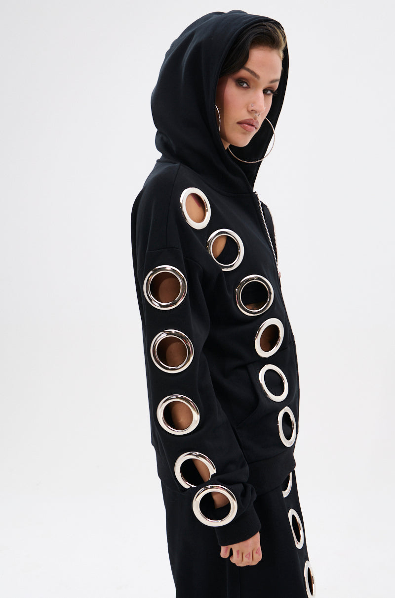 THROUGH THE NIGHT SWEATSHIRT WITH HOLES