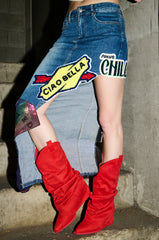 AZALEA WANG HAWKSTON RED RUCHED WESTERN BOOTIE