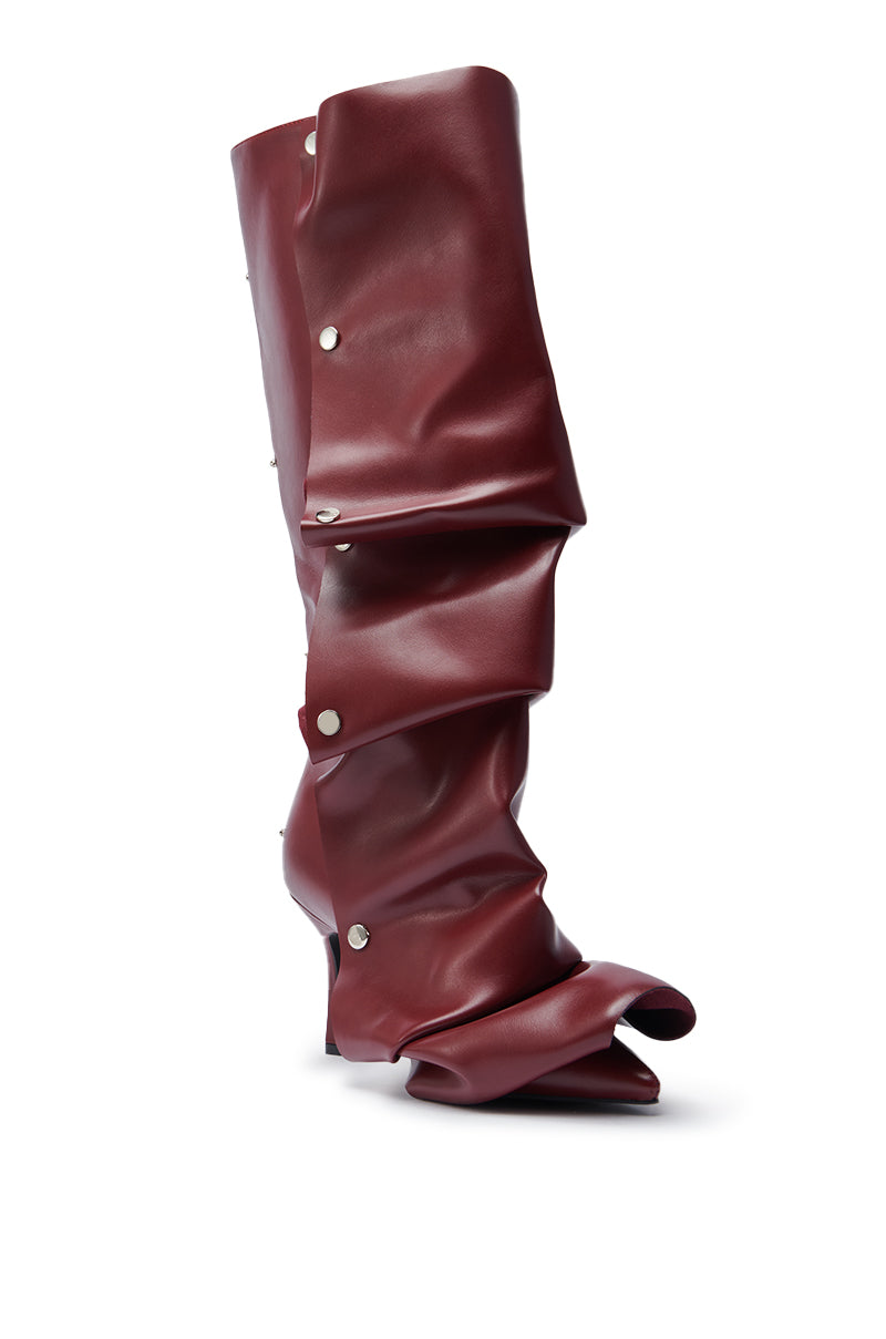 AZALEA WANG IMOGINE BURGUNDY STILETTO SNAP BOOT