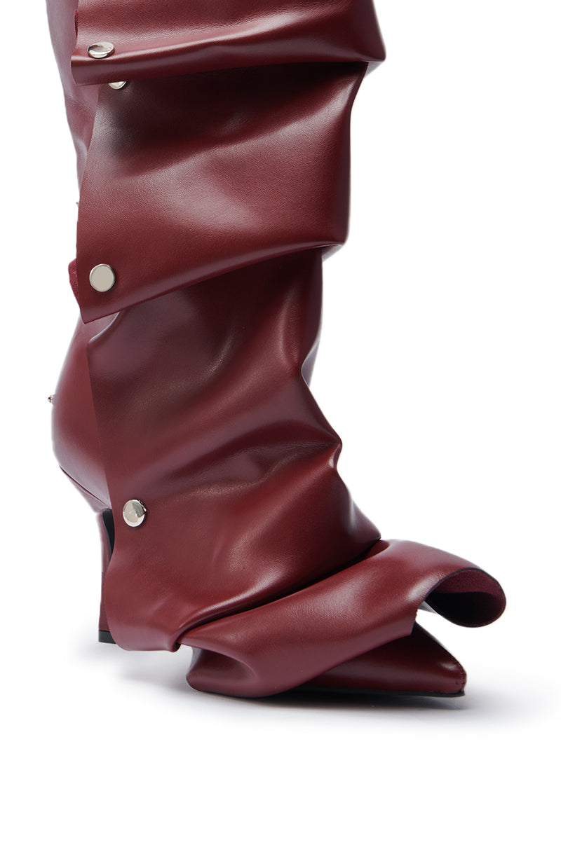 AZALEA WANG IMOGINE BURGUNDY STILETTO SNAP BOOT