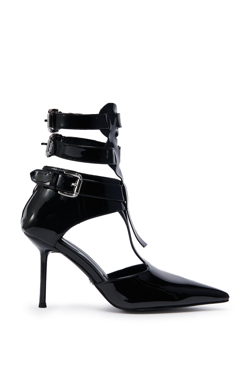 AZALEA WANG ITHYKA BLACK PATENT STILETTO PUMP