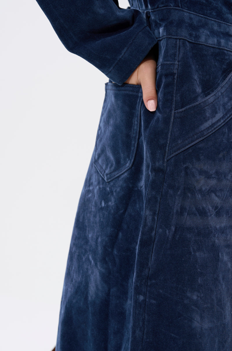 VALERIE VELVET EFFECT TRENCH IN BLUE