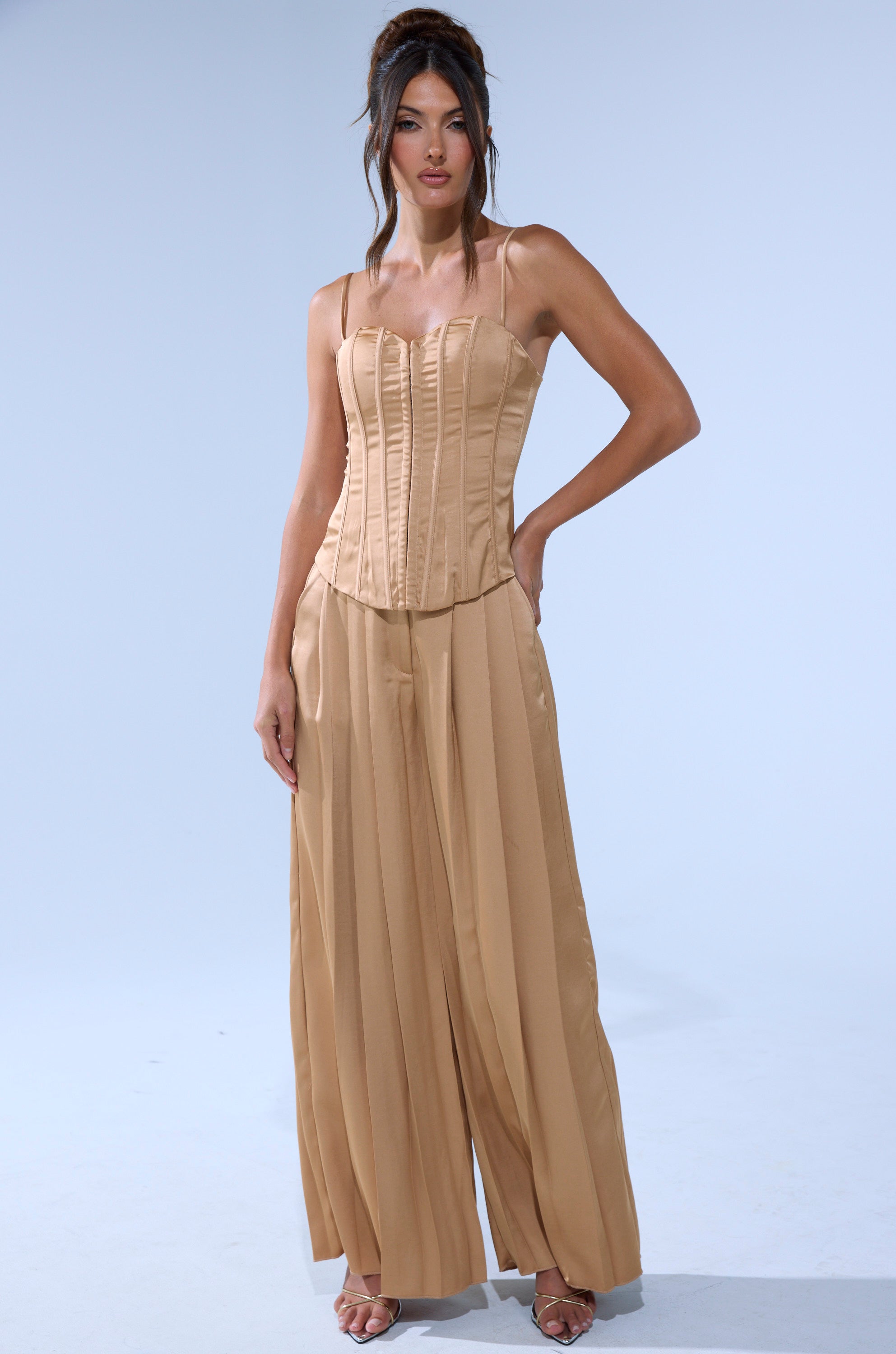 HANSEL MOCHA SATIN PALAZZO PANT