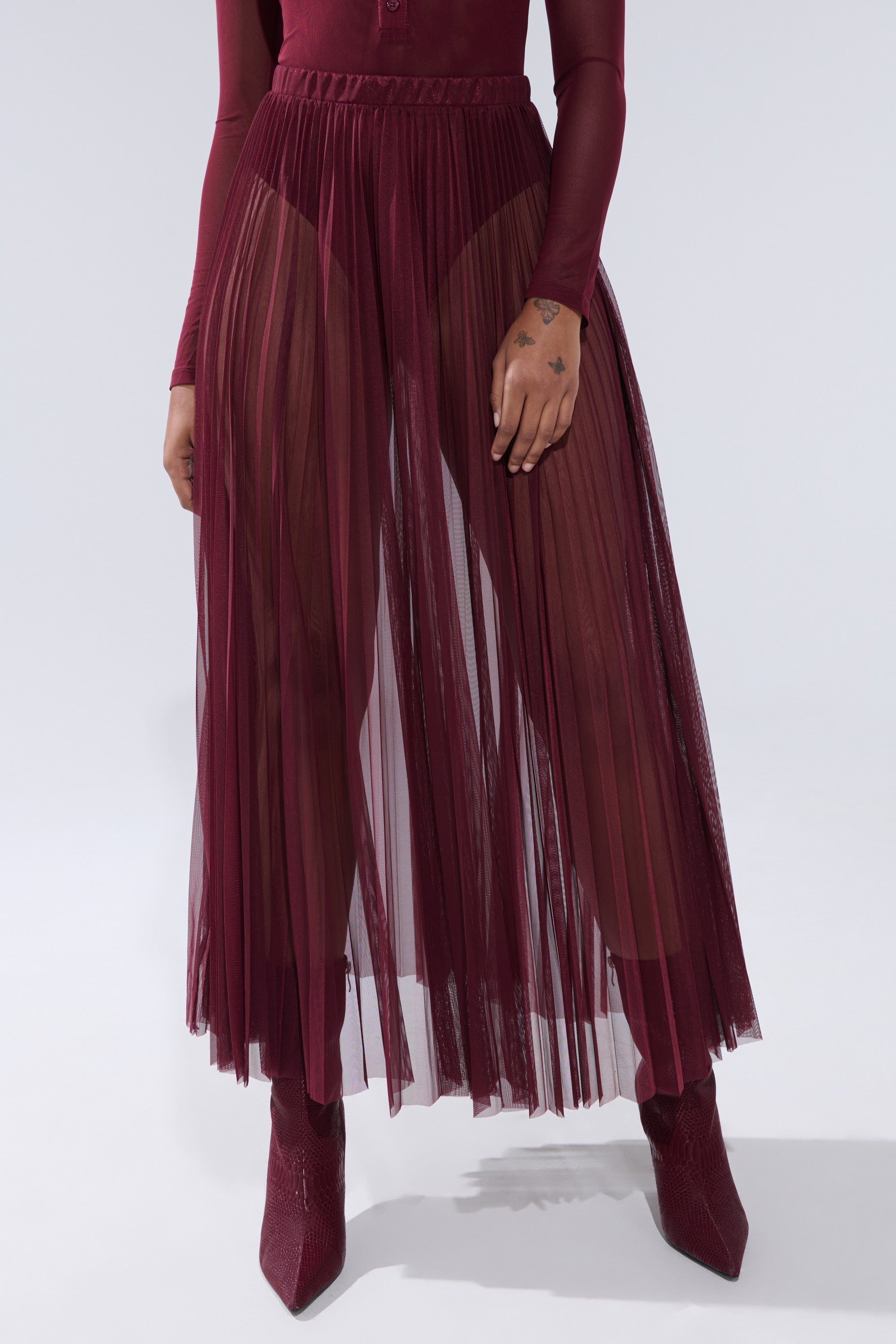 ON FIRE MESH MAXI SKIRT
