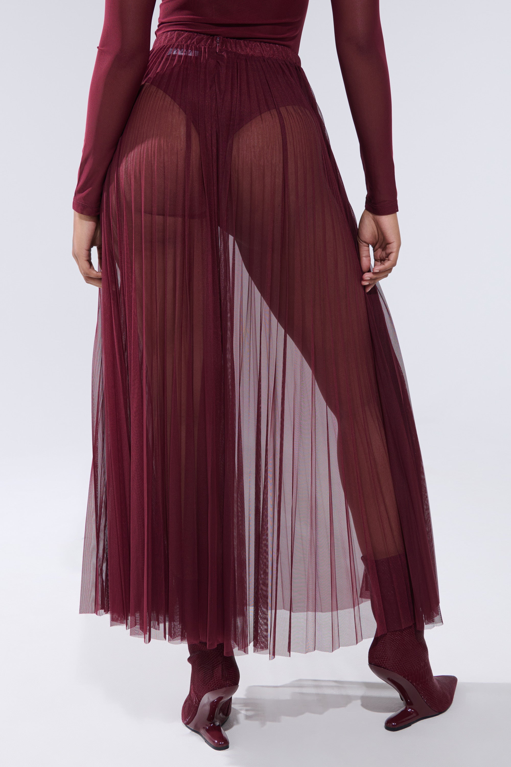 ON FIRE MESH MAXI SKIRT