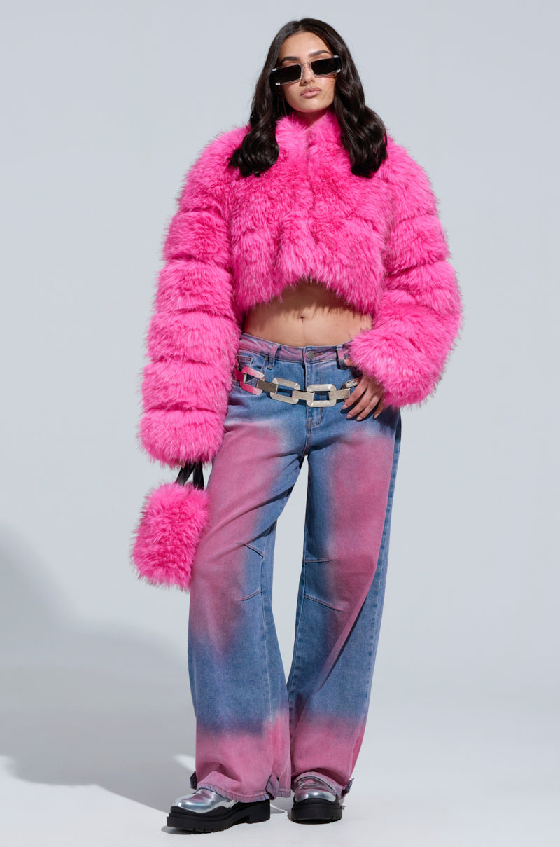 SABRINA HOODED FAUX FUR JACKET