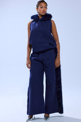 LUXE FUR JOGGER IN NAVY