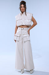 SHOW STOPPER FAUX LEATHER CARGO TROUSER