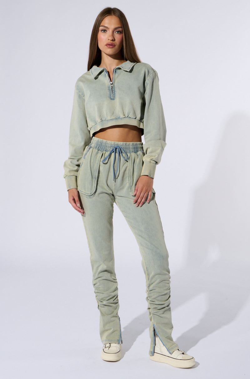 SOCIAL STATUS PULLOVER DENIM SWEATSHIRT