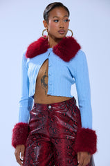 EXTRA IS MY MIDDLE NAME CARDIGAN WITH FUR