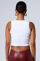 I KNOW I'M YOUR FAVORITE LACE UP CROPPED TANK