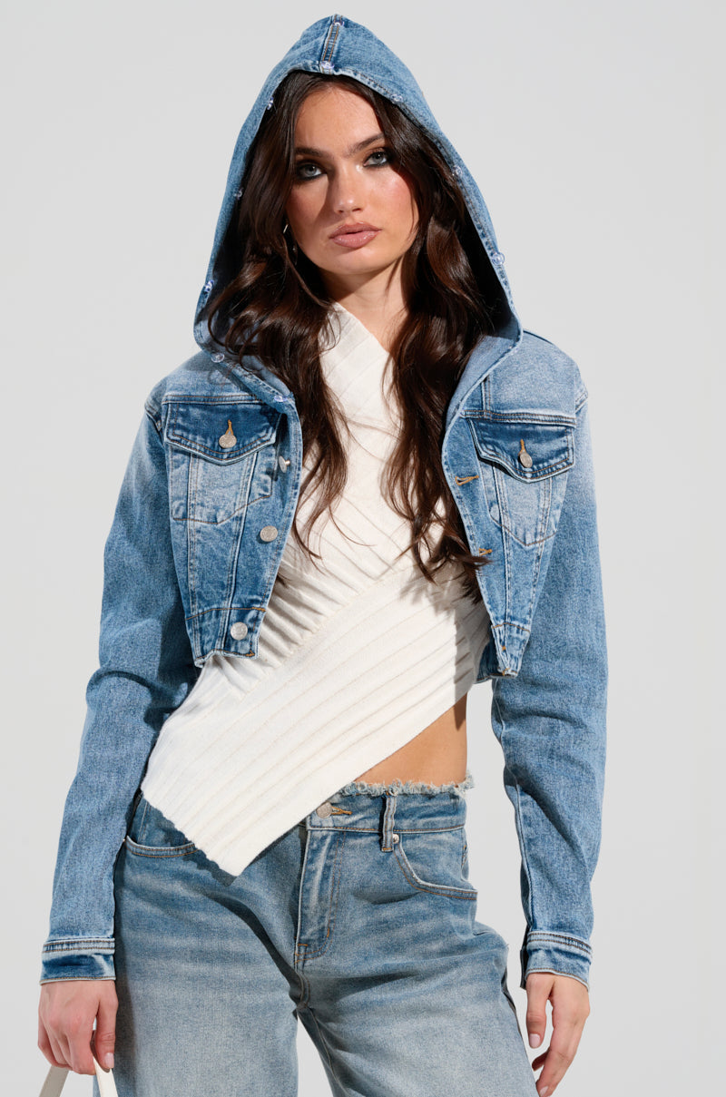SITTING PRETTY FUR TRIM DENIM JACKET