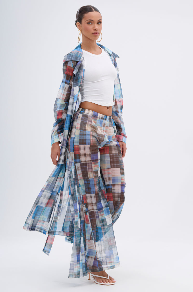 LIVING THE LIFE PLAID MESH TRENCH