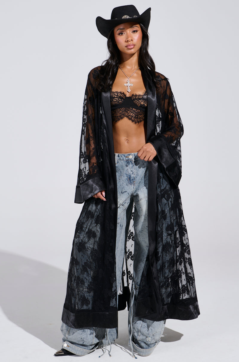 BORA BORA LACE DUSTER IN BLACK