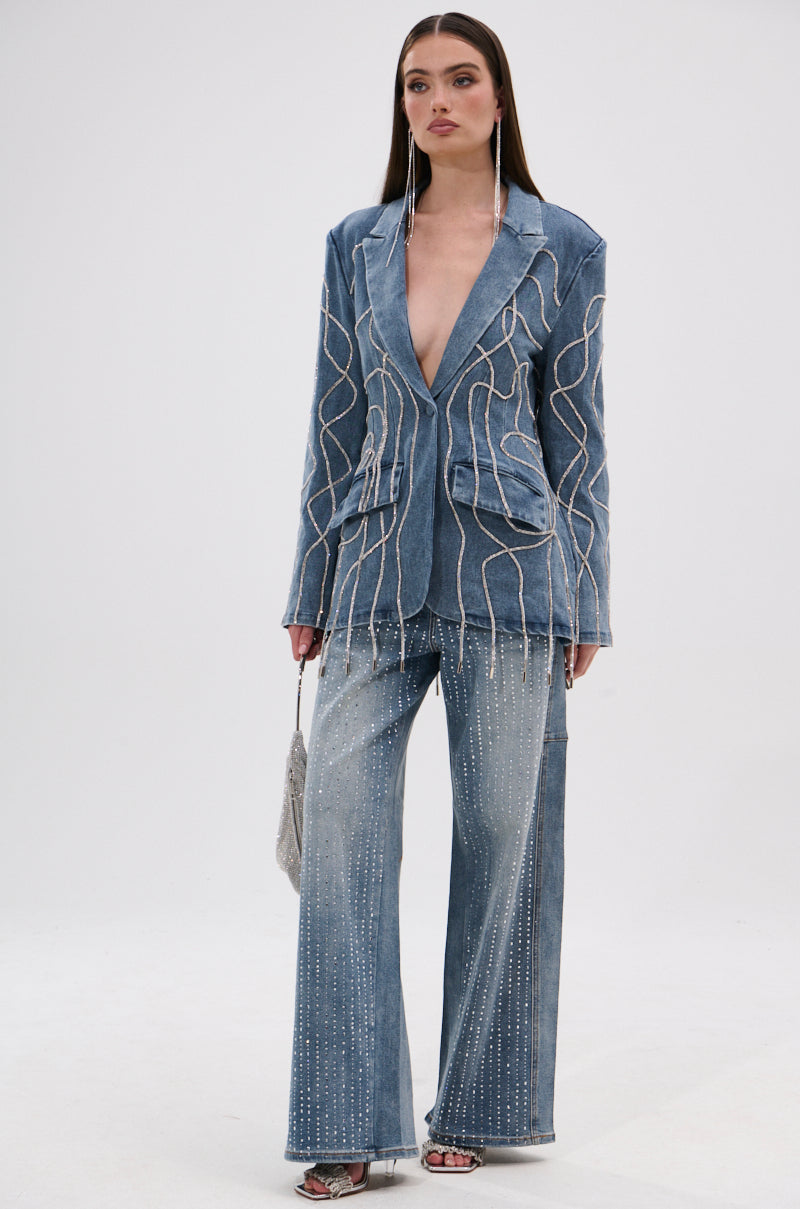 STANDOUT EMBELLISHED DENIM BLAZER