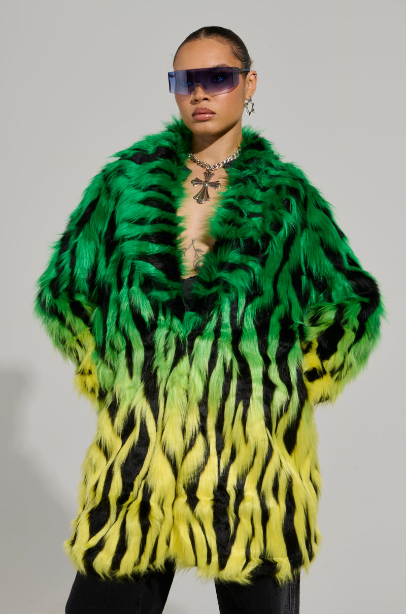 SOUND THE ALARM FAUX FUR COAT