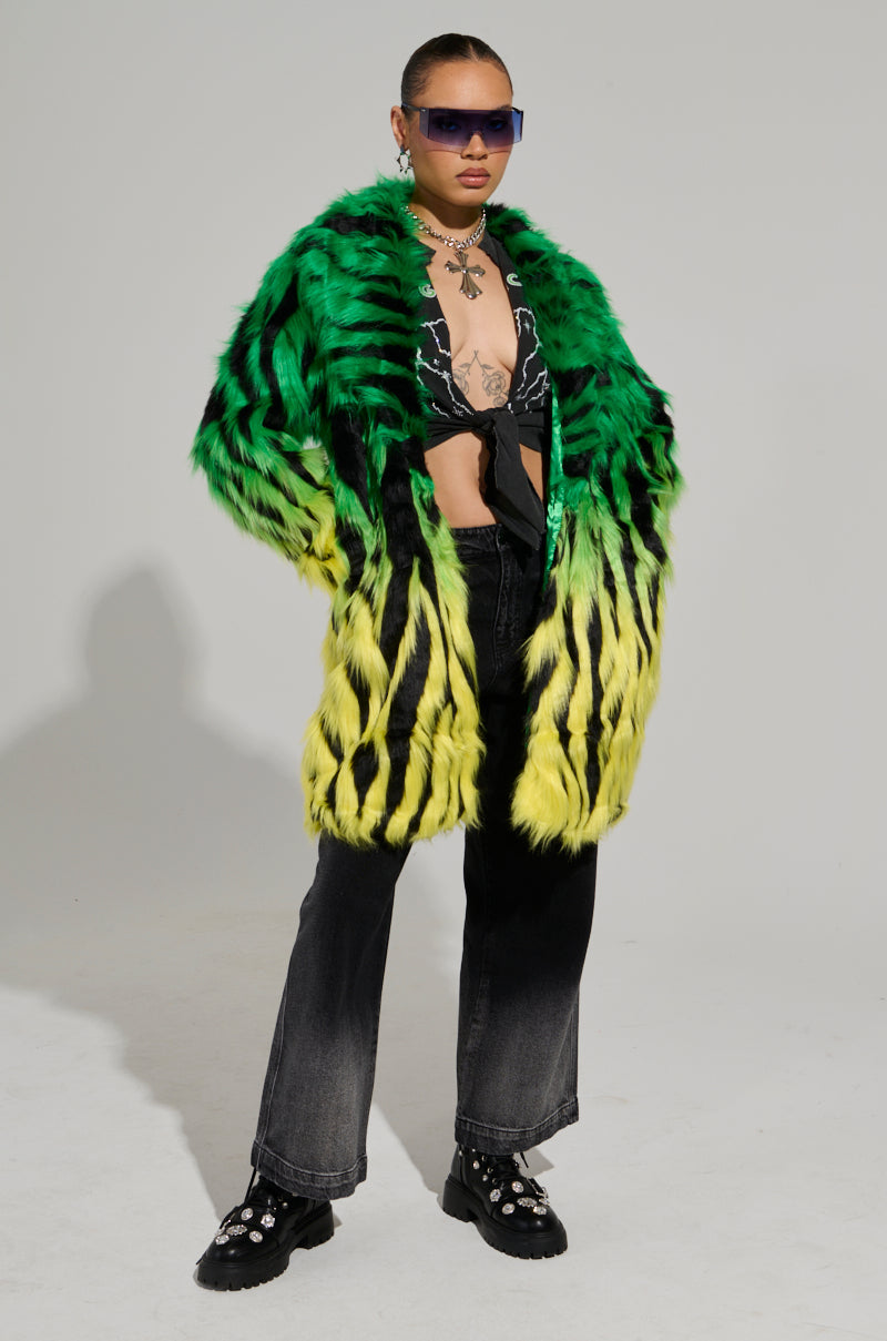 SOUND THE ALARM FAUX FUR COAT
