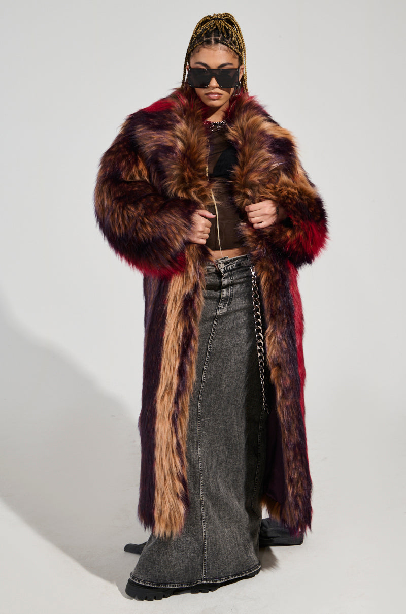 SUNDAY STRIPED FUR COAT