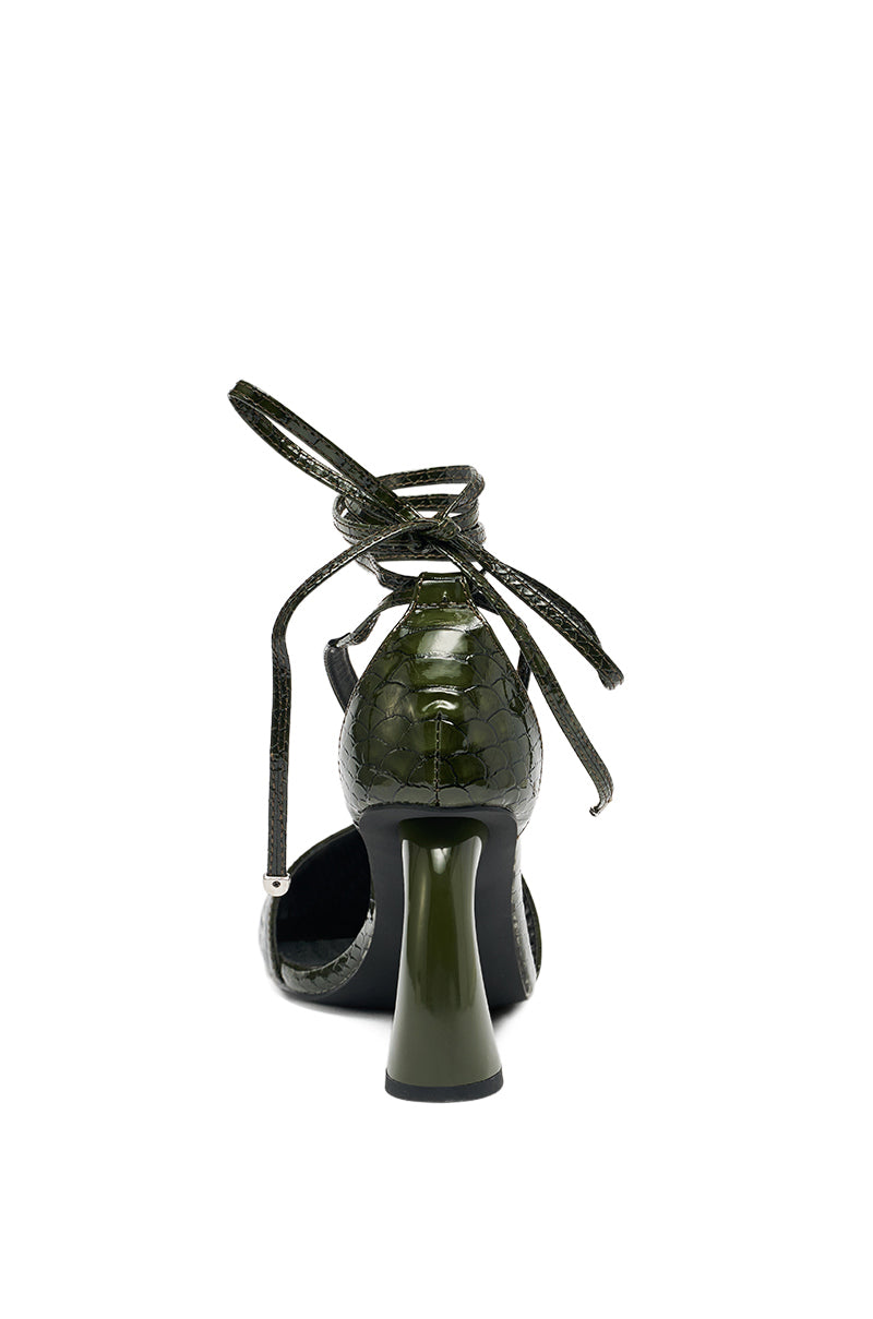 AZALEA WANG KELEDER OLIVE CROC PEEP TOE PUMP