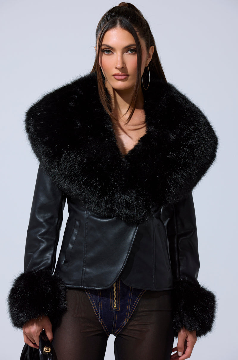 CELESTE FUR TRIM BLAZER