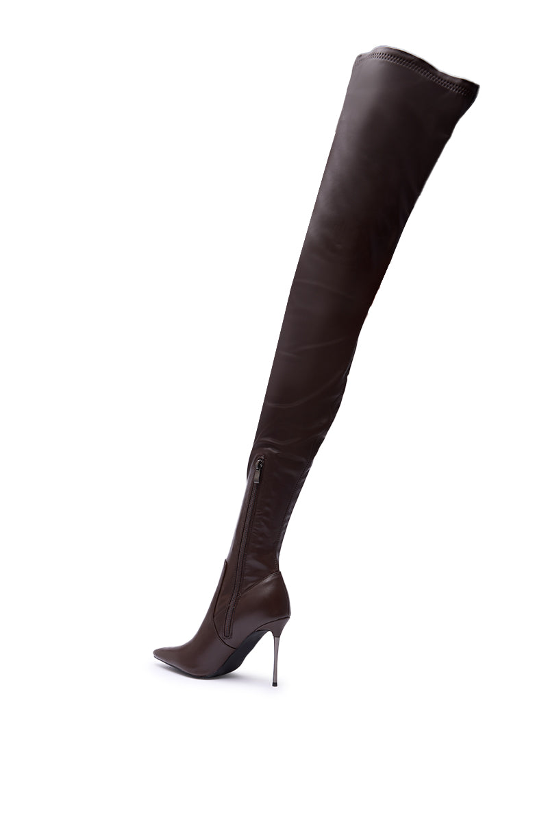 AZALEA WANG MILANDRA CHOCOLATE THIGH HIGH SEXY BOOT