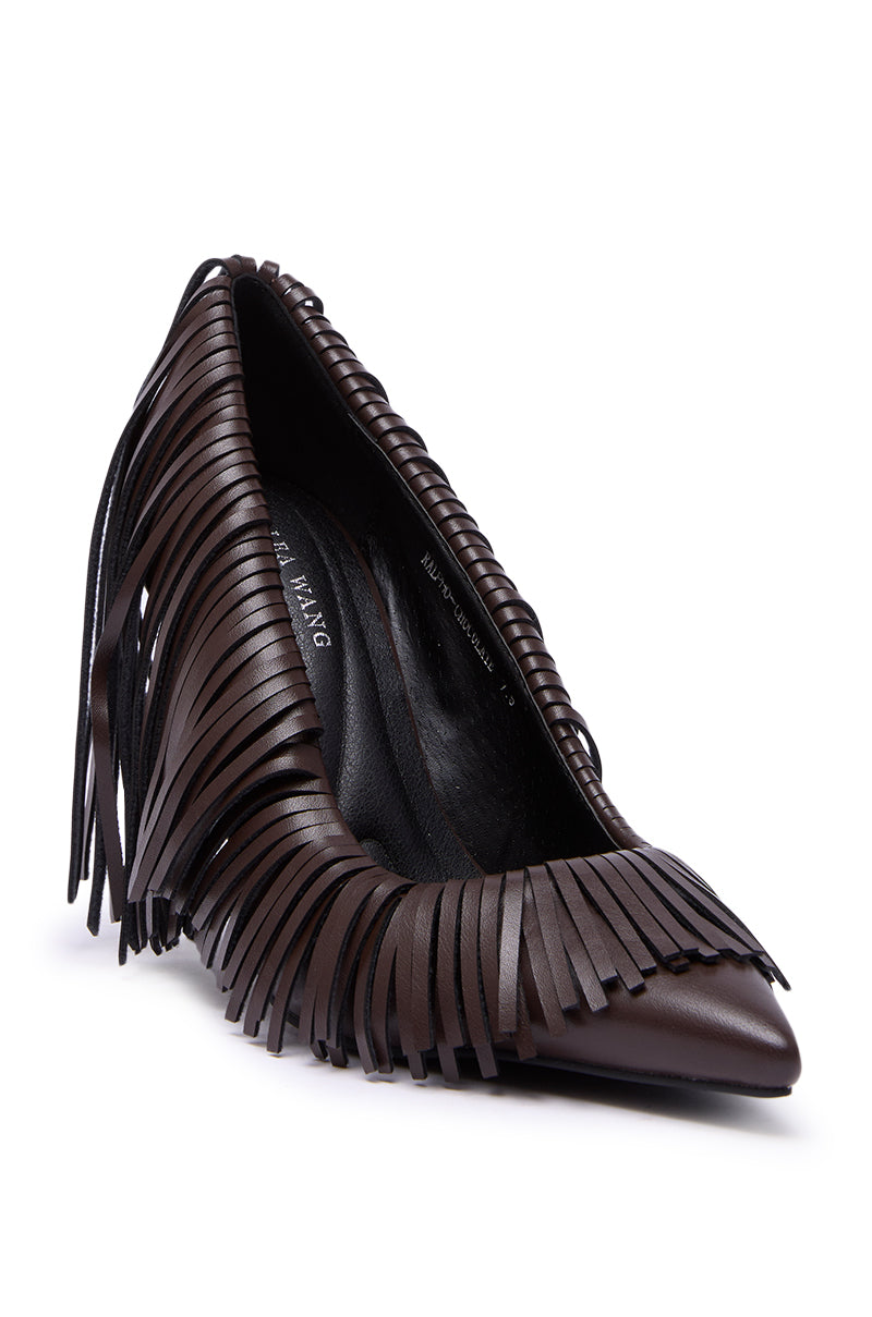 AZALEA WANG RALPH CHOCOLATE FRINGE CLASSIC PUMP