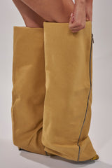 AKIRA GOLD RASHAWN KHAKI AND SNAKE BOOT