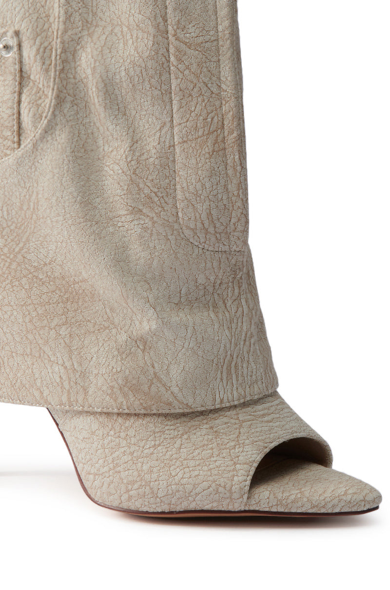 AZALEA WANG REEVES NEW OPEN TOE PU BOOTIE IN BONE