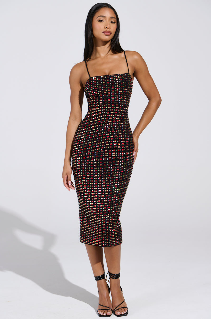 RENEE RHINESTONE MIDI DRESS