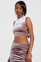 FLAUNT IT VELVET MOCK NECK BLOUSE